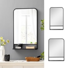 Square Wall Mirror with Storage Shelf, Modern Mirrors for Living Room, Bedroom