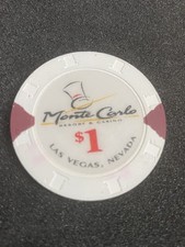 Monte Carlo Las Vegas $1 one dollar Poker/Gaming Chip close casino excellent con