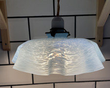 Vintage French marbled frilly coolie light shade blue Handkerchief chic ceiling