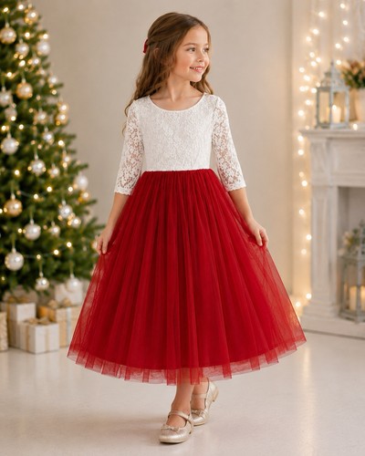 Red girls tulle - tulle, princess