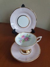 Clare Bone China, Harlequin Trio - Cup Saucer And Plate - Pale Pink