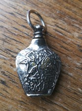 Vintage Silver Colour Metal Perfume Bottle Pendant Chatelaine