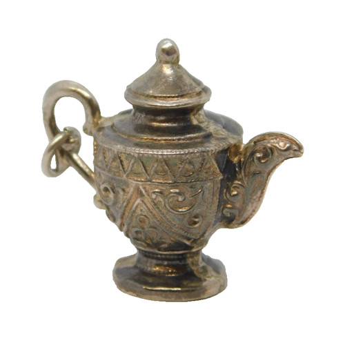 Sterling silver teapot charm - silver,