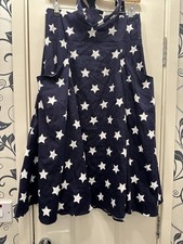 Collectif Navy Skirt With Braces And Stars - SIZE 14