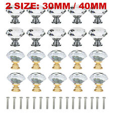 1-32PCS Crystal Glass Door Knobs Diamond Drawer Cabinet Furniture Handle Knob UK