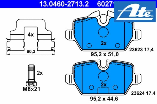 Rear brake pad set - pad,