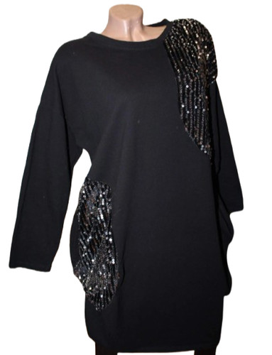 Black cotton tunic dress - black,