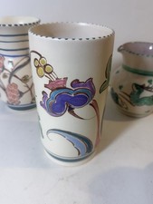 Honiton Pottery Vase Filton Floral Pattern Art Deco Hand Painted Devon 8x4" VGC