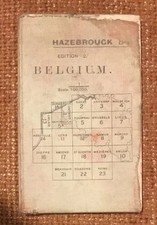 Original WW1 War Office Linen backed Map: BELGIUM. HAZEBROUCK Edition 2. 1916