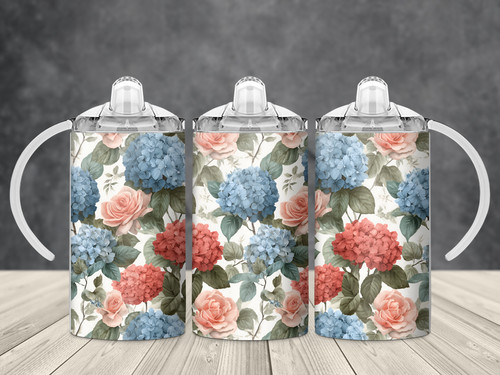 Floral hydrangea sippy - hydrangea,