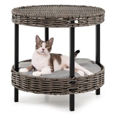 COSTWAY 2-tier Rattan Cat Nest