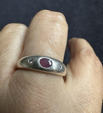 925  Sterling Silver Tested Ruby   Ring -UK Size O