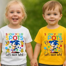 Pudsey Bear Sonic T Shirt Children In Need Lets Raise Lots Gaming Kids Tee Top