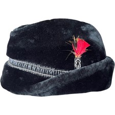 Tyrolean Hat Black Faux Fur