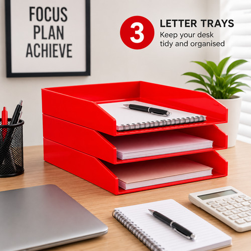 Red letter trays paper - 3x,
