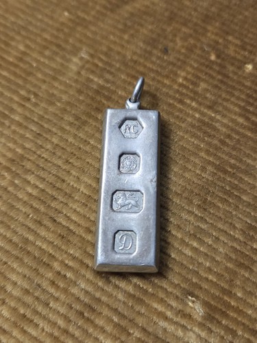 Sterling silver ingot pendant - ingot,