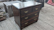 Solid Wood low chest of 4 drawers raised feet large decorative handles E81025A