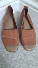 New tlc Ladies Tan Leather Open Toe Low Heel Shoes Size UK 7