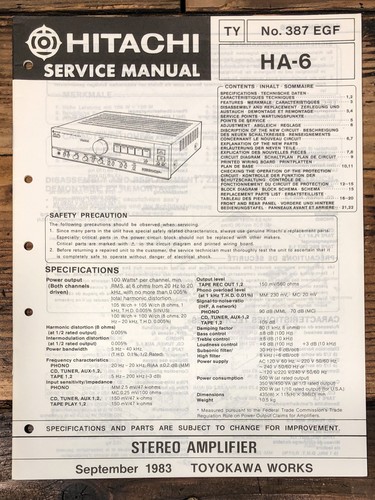 Hitachi amplifier service - hitachi, ha-6