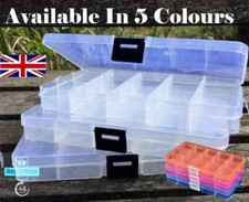 3 x Transparent 15 Removable Section Compartment Organiser Box Plastic divider.