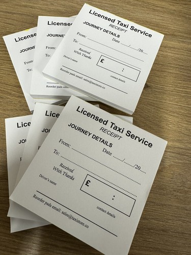Pad licensed taxi receipts - 5x,