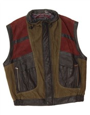 ASGARD Mens Leather Gilet UK 44 2XL Multicoloured Colourblock BG13