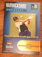1997 Warwickshire v Somerset Programme.  First ever floodlit cricket in the UK.