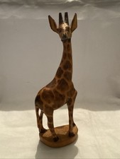 Vintage Hand Carved Wood Standing Giraffe 9"