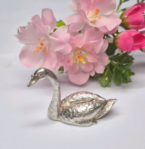 Solid silver swan figurine - swan,