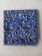 Liberty Of London Square Scarf All Wool Navy Taupe 50"x50" Floral Fringed