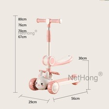 Adjustable Folding Kids Scooter Child Kick Flashing LED Light Up 3 Wheel Push UK