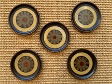 DENBY ARABESQUE 8.5 cm ROUND COASTERS, SET OF 5 - stoneware Retro Brown/Orange