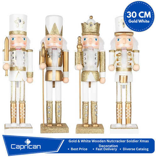 30cm gold white wooden - white,