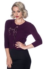 Womens Aubergine Retro Kitty