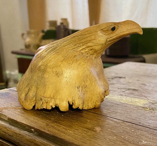 Hand carved eagle head - hand-carved,