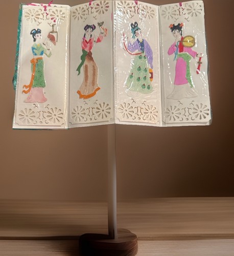 Vintage folding silk bookmark - vintage,