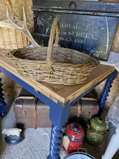 Lovely English Rustic Farmhouse Willow Weave Basket with Handle