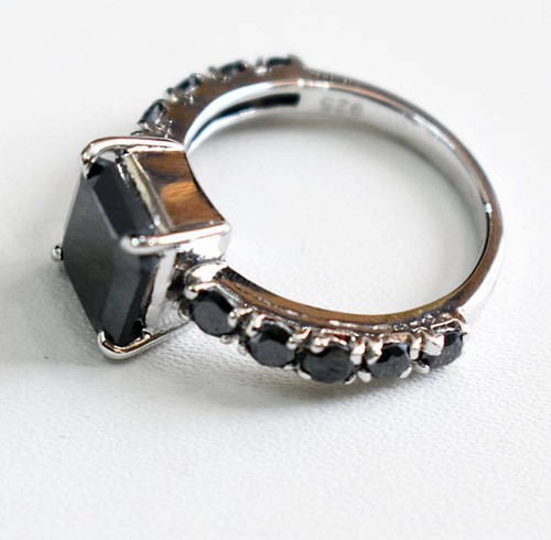 Black diamond ring engagement - diamond,