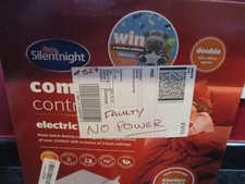 Silentnight Comfort Control Electric Blanket White Double - FAULTY - NO POWER