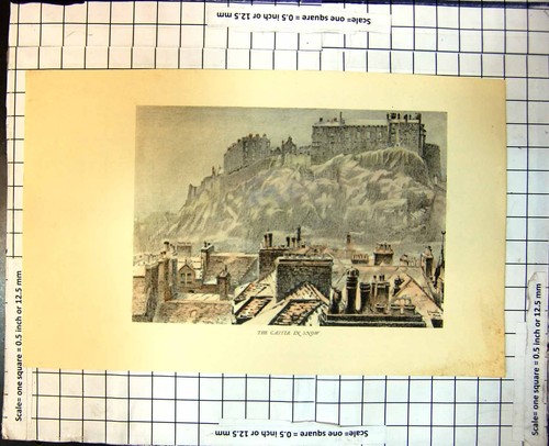 Old print edinburgh castle - old,