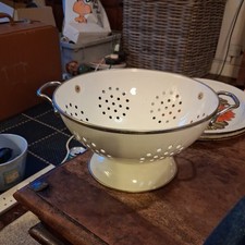 Vintage white Enamel Colander