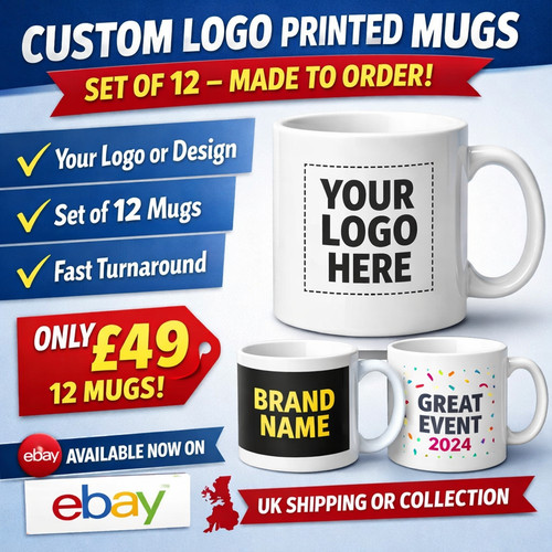 Custom logo mugs printed - 12,