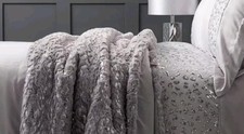JULIEN MACDONALD ANIMAL FOIL PRINT THROW POLYESTER Silver Grey Color Bedding