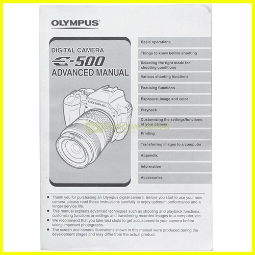 Olympus 500 user manual - e-500,