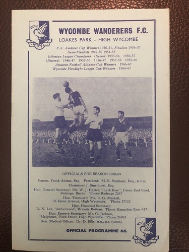 1969 wycombe wanderers - wycombe, v