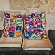 2x Boxes Of Vintage Mercury Glass Baubles Small Mixtures Of Shapes