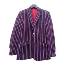 Boating Blazer Men's Striped Mod 60's Brook Taverner 38R Cotton Red White Blue