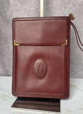 Cartier Clutch Bag – Must De Cartier Line Vintage Red Bordeaux Leather Satchel
