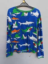 Smafolk Organic Cotton Shark Long Sleeved T-shirt. Age 11-12. Blue, Green, Red