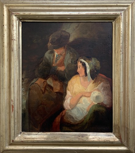 Victorian genre oil portrait - victorian,